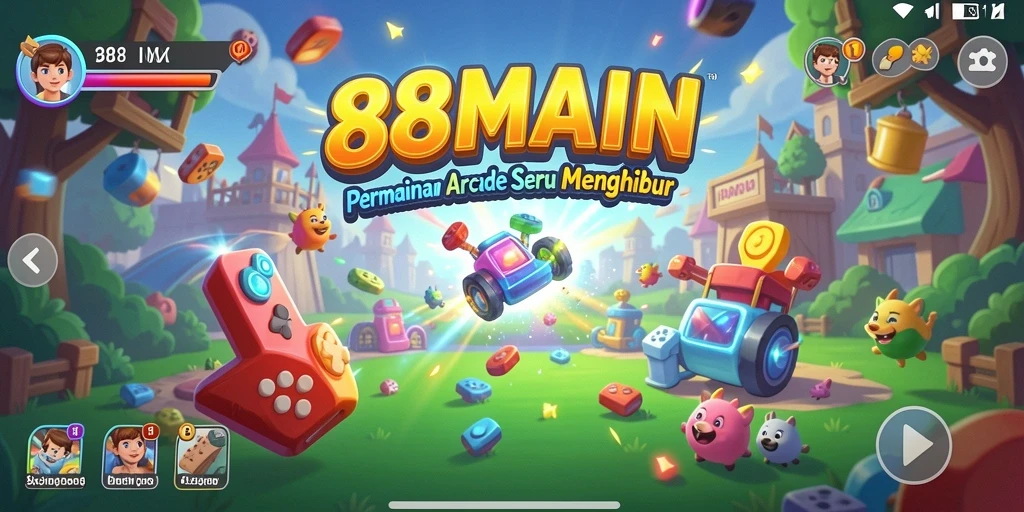 Tampilan gameplay menarik dari 88MAIN dengan warna-warna cerah.