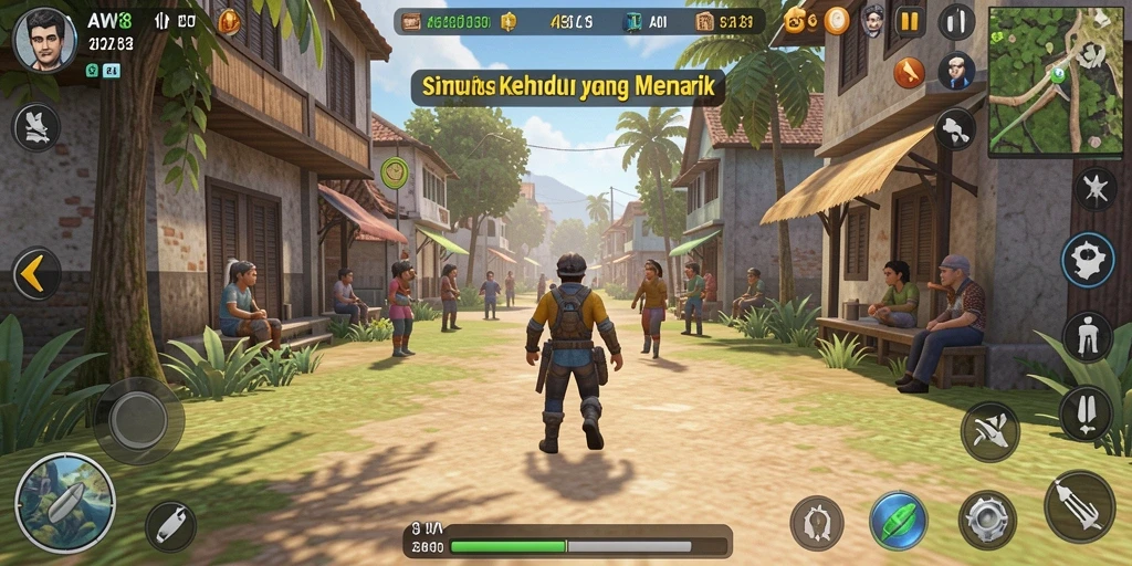Screenshot AW8 menampilkan pengalaman gameplay simulasi kehidupan yang imersif.