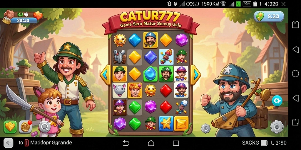 Tampilan menarik gameplay Match-3 di CATUR777.