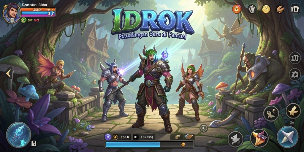 Screenshot gameplay IDROK menampilkan petualangan seru di dunia fantastis.