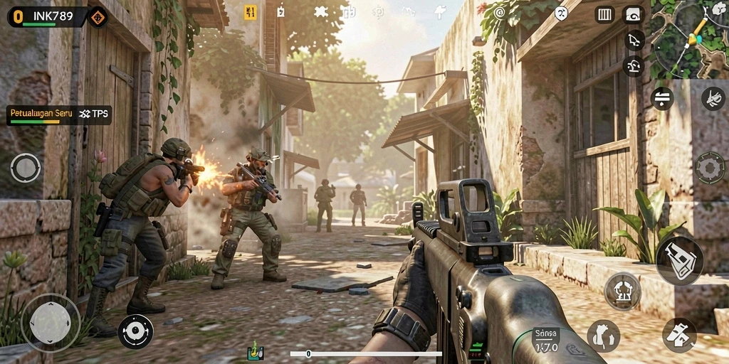 Screenshot gameplay INK789 menampilkan aksi seru dalam TPS.