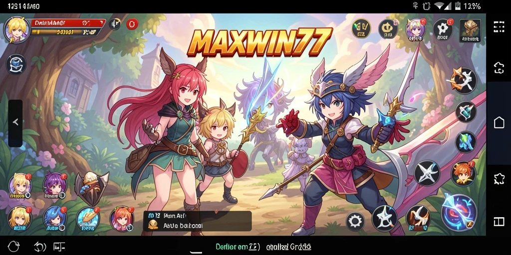 Screenshot gameplay MAXWIN77 menampilkan pertarungan seru dengan karakter anime.