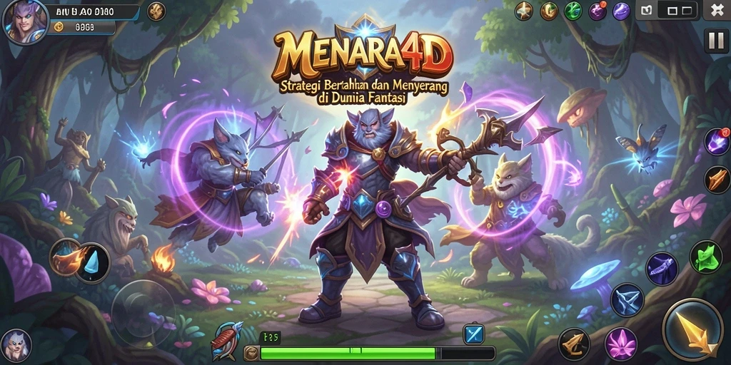 Gambaran gameplay MENARA4D dengan strategi seru dan karakter menarik.