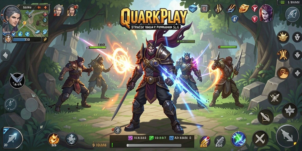 Screenshot utama QUARKPLAY menampilkan gameplay SLG yang seru dan interaktif.