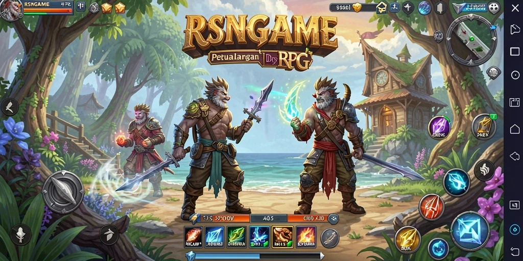 Tangkapan layar RSNGAME menampilkan aksi seru dalam pertempuran RPG.