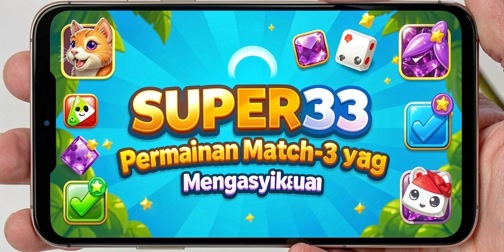 Tangkapan layar SUPER33 menampilkan gameplay Match-3 yang menarik dan menantang.