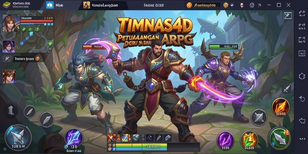 Tampilan screenshot utama TIMNAS4D menampilkan pertarungan epik dalam dunia ARPG.